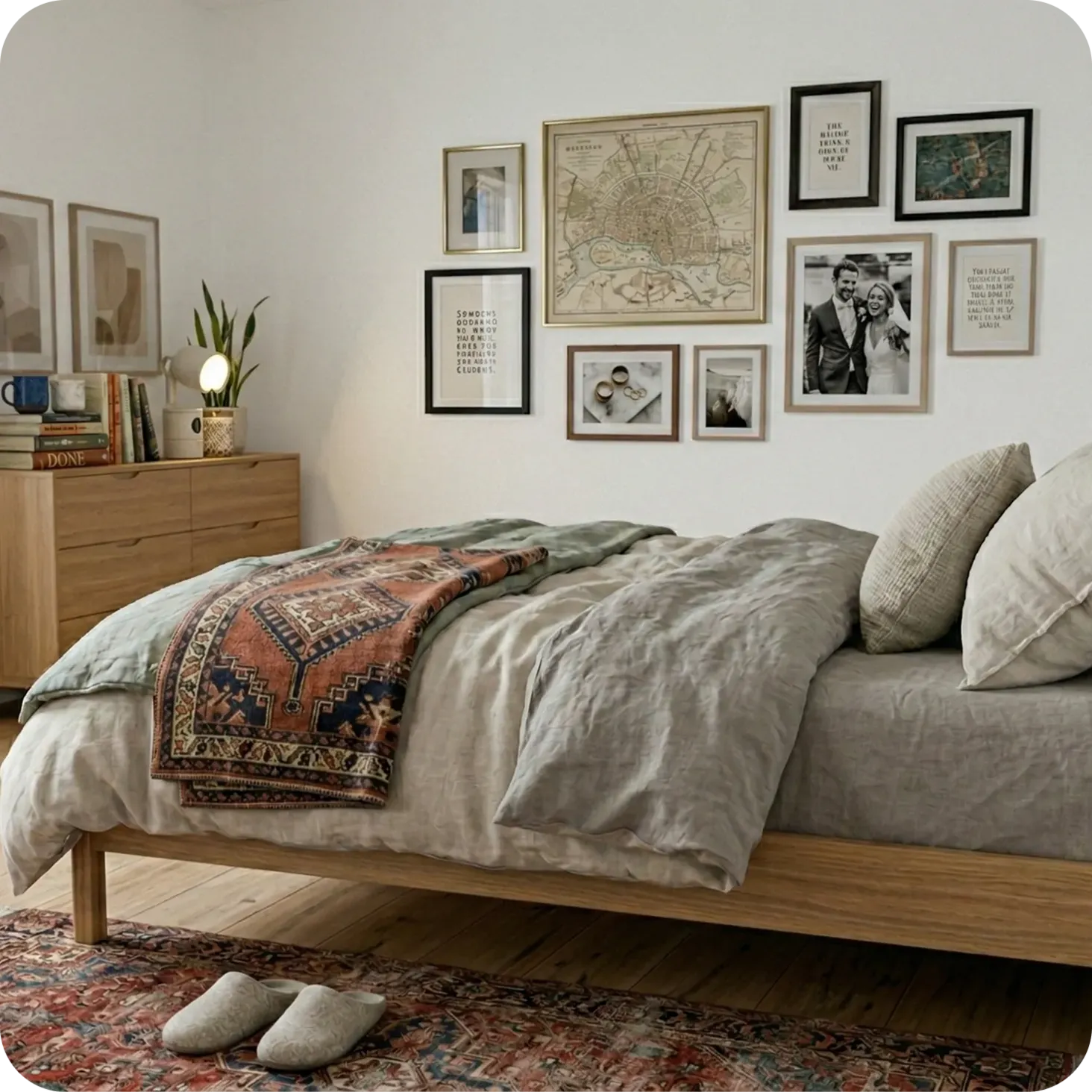 Lampsy device blending into a bedroom environment